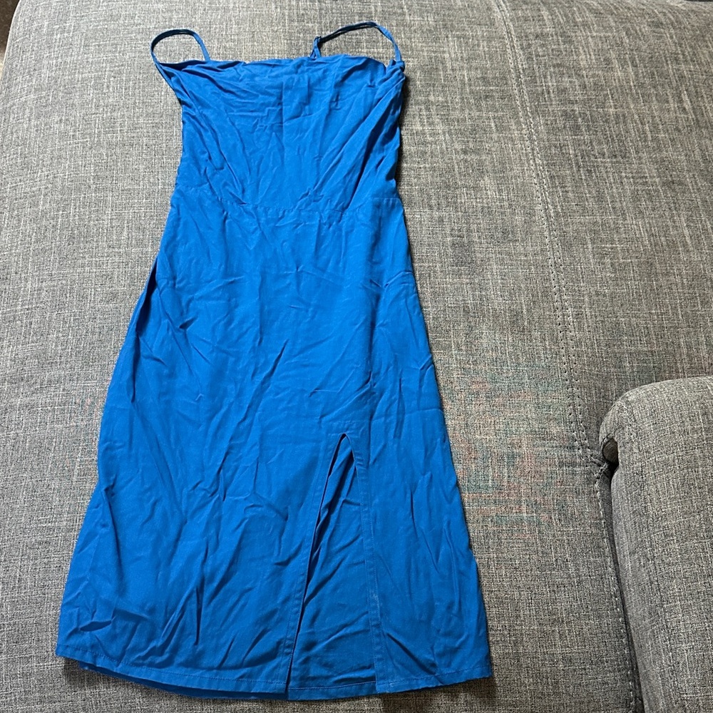 Chic Strapless Blue Dress